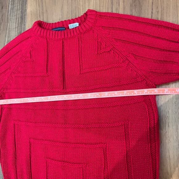 Vintage Sweater Size M JCPenney Men Store Red Geometric Weave - Picture 5 of 7